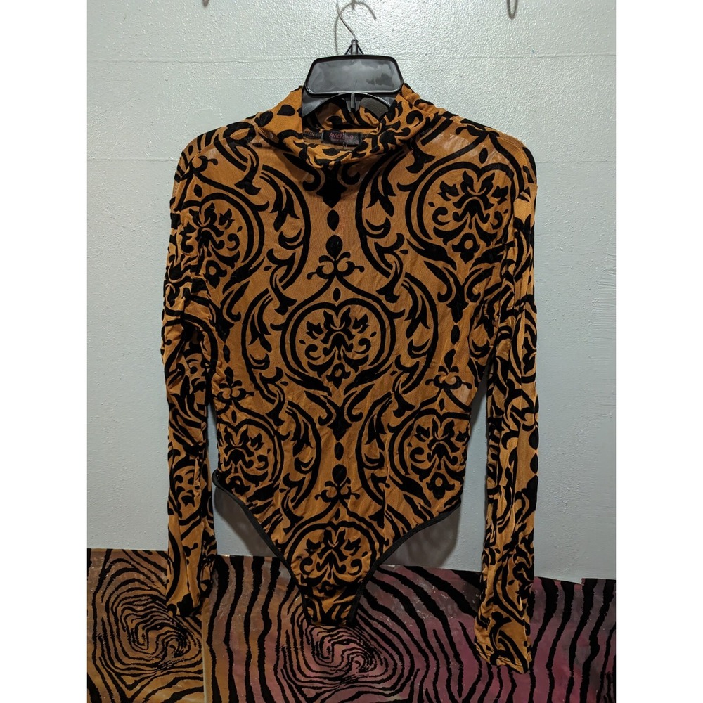 AvidLove‎ XL womens sheer bodysuit one piece long sleeve sexy design NWT